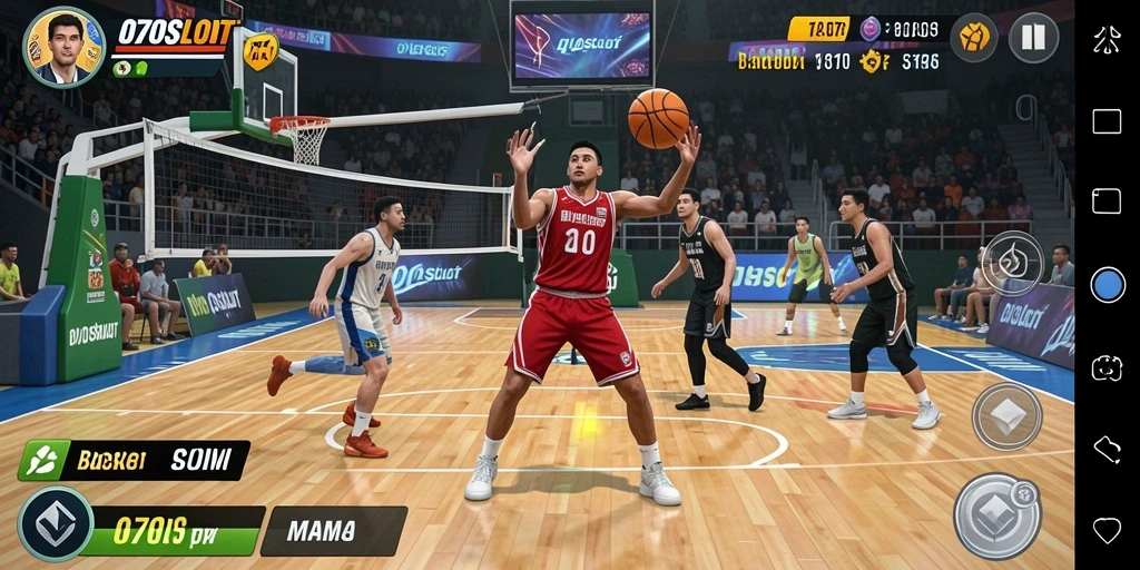 Antarmuka permainan 070SLOT menampilkan aksi seru dalam game Basket.