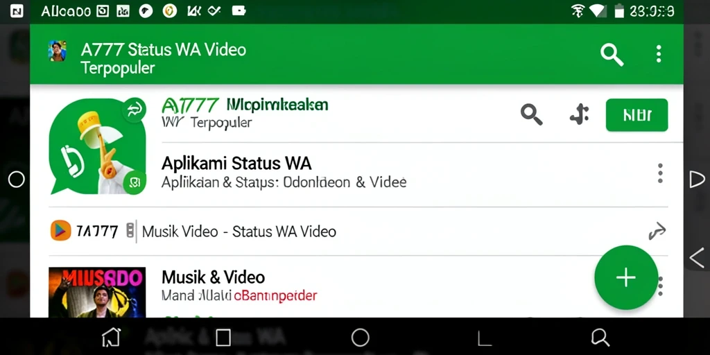 Tampilan antarmuka A7777 untuk menambahkan Status WA Video.