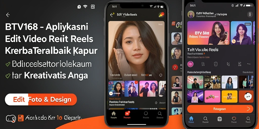 Antarmuka BTV168 dengan fitur Edit Video Reels yang lengkap.