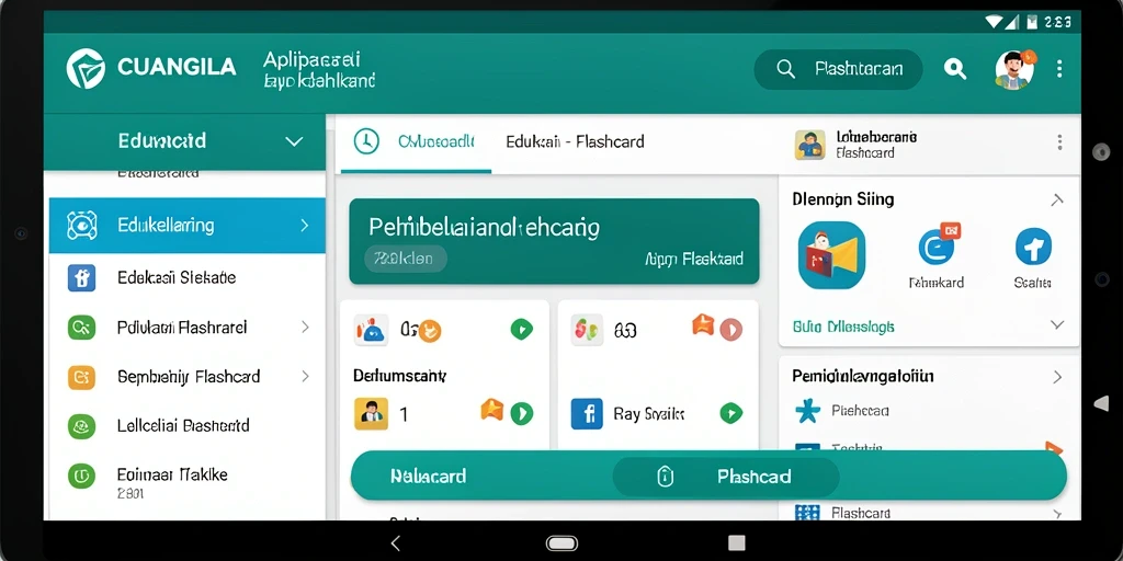Tampilan antarmuka aplikasi Flashcard CUANGILA yang interaktif dan menarik.
