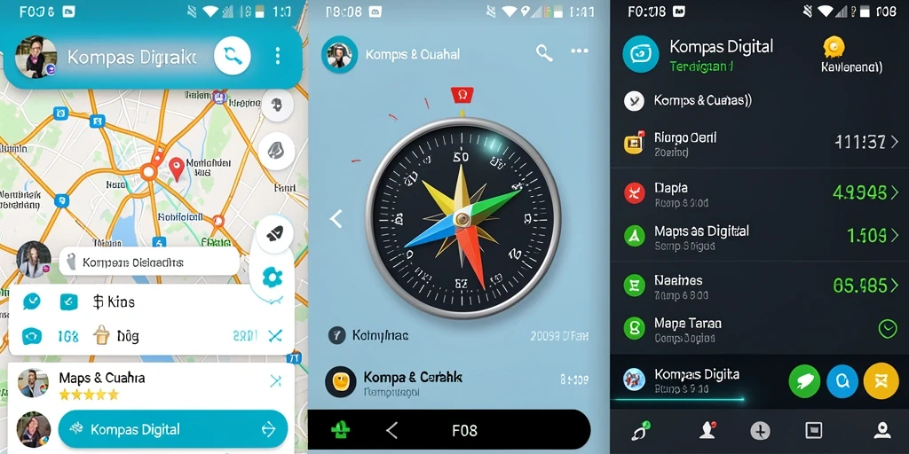 Antarmuka F08 yang sederhana dan fungsional untuk navigasi kompas digital.