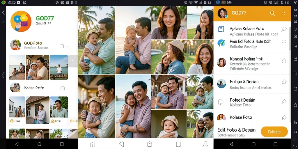 Antarmuka pengguna <strong>GOD77</strong> yang intuitif untuk kolase foto.