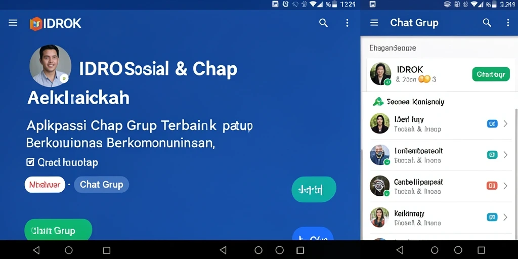 Screenshot utama IDROK dengan tampilan fungsi Chat Grup yang intuitif.
