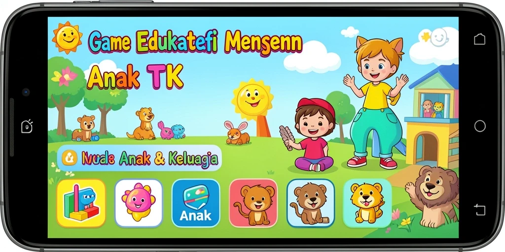 Antarmuka N06 menampilkan permainan edukatif yang interaktif untuk anak-anak.