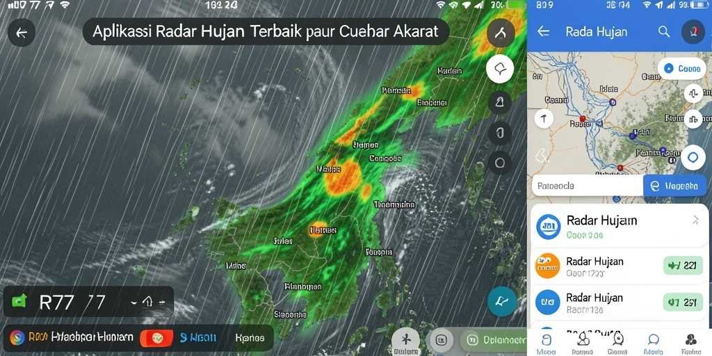 Antarmuka RR777 dengan informasi radar hujan yang jelas dan akurat.